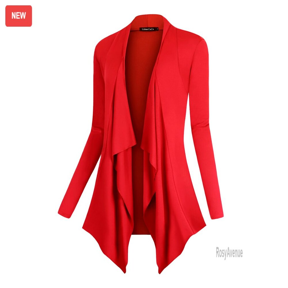 Drape Front Cardigan Long Sleeve Asymmetrical Hem Lightweight Chic Minimal